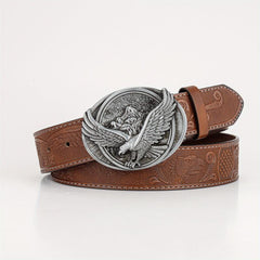 Eagle Wing Embossed Men's Belt High end Rock PU Leather Belt
