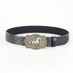 Western Cowboy Belt For Men Retro Running Horse Pattern Buckle Belts