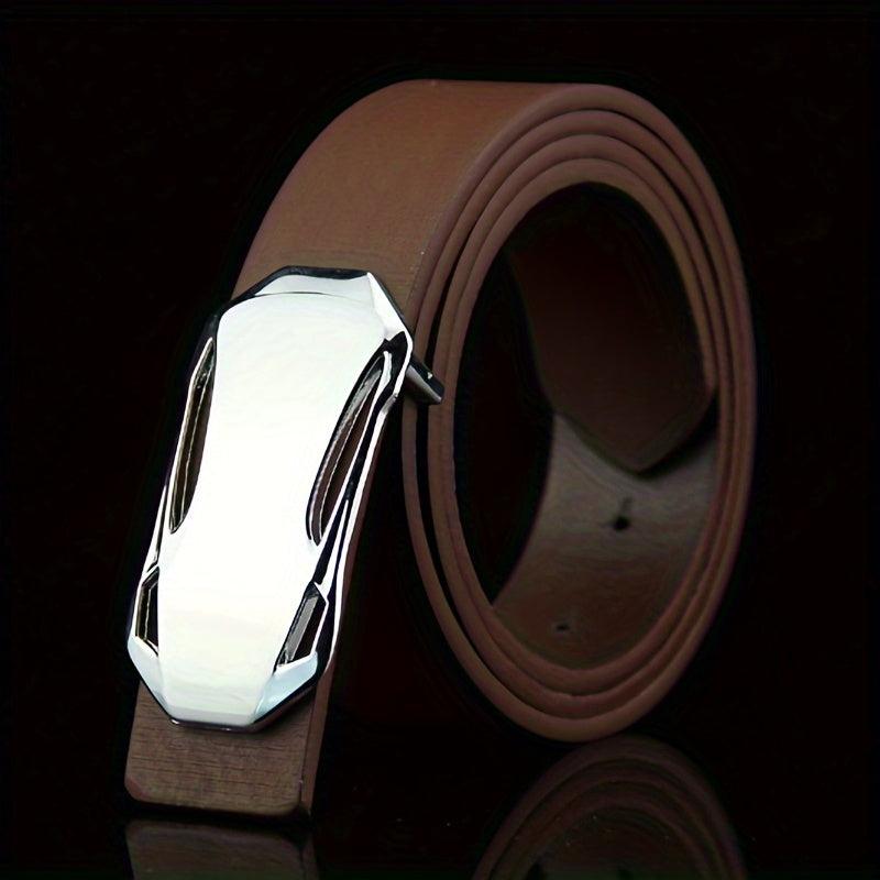 1pc Buckle Belt Sports Car Smooth Buckle Belt Suit Belt For Men