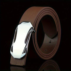 1pc Buckle Belt Sports Car Smooth Buckle Belt Suit Belt For Men