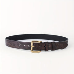 Floral Pattern Belt Western Cowboy Leather Vintage Belt For Men
