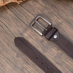 Men's Single Jack Dress Belt Western Style Alloy Buckle PU Belt