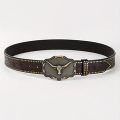 Men's Casual Embossed Western Cowboy Belt Retro Clothing Accessory