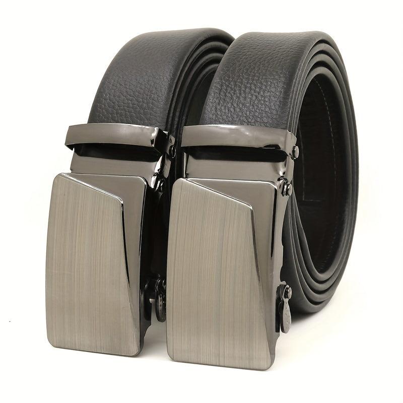 Automatic Slider Gunmetal Buckle Business Casual Belt for Men