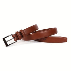 Minimalist Light Brown Leather Men's Belt Single Pin Buckle