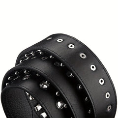 Adjustable Unisex Waist Belt Punk Bullets Rivet Studded Leather Belt