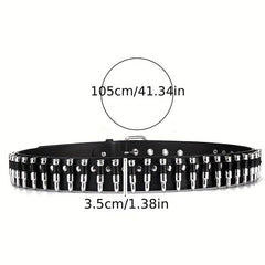 Adjustable Unisex Waist Belt Punk Bullets Rivet Studded Leather Belt