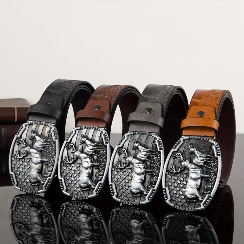 Arrival Elk Eagle Animal Men's Leather Belt Hip Hop Western Cowboy Belt