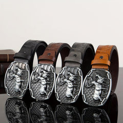 Arrival Elk Eagle Animal Men's Leather Belt Hip Hop Western Cowboy Belt