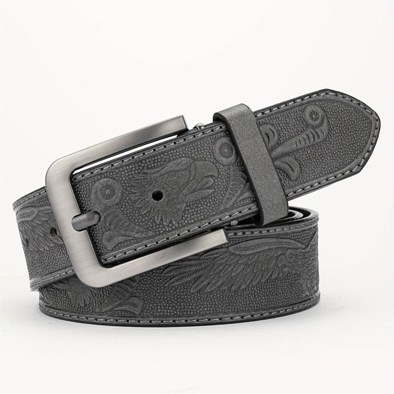 Men's PU Striped Belt with Alloy Buckle