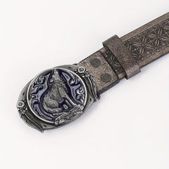 Men's Wolf Pattern Buckle Belt Retro Decorative Accessories For Pants