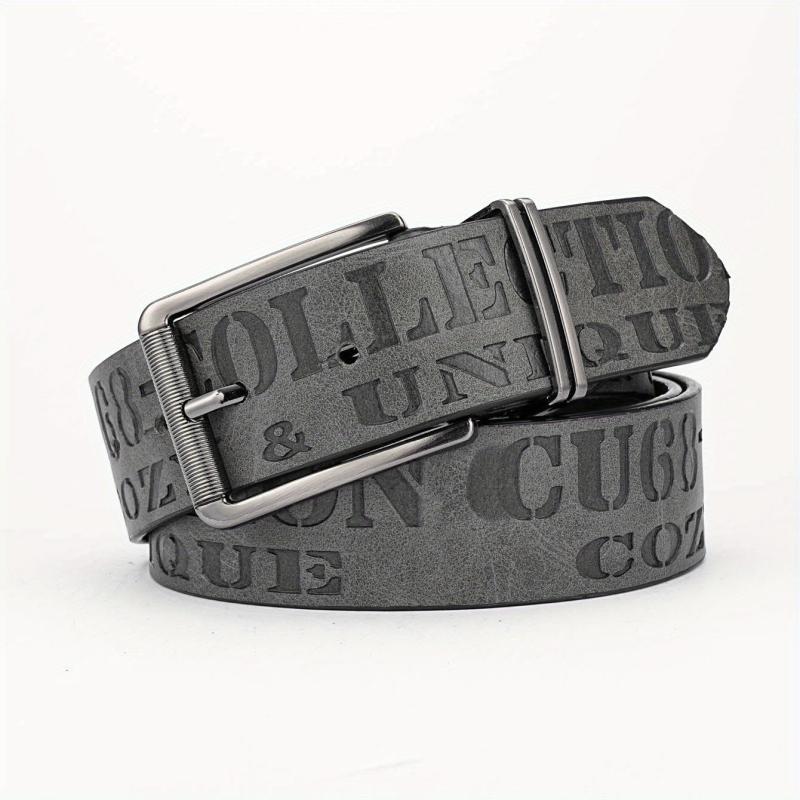 Alloy Buckle PU Striped Belt Men