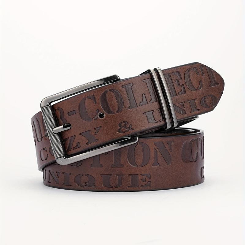 Alloy Buckle PU Striped Belt Men