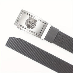 47in Nylon Tactical Military Belt w/ Lion Head Buckle