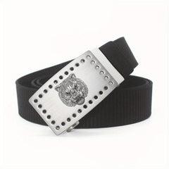 47in Nylon Tactical Military Belt w/ Lion Head Buckle