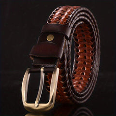 Two Layer Cowhide Leather Belt Handwoven Stylish Trouser Leather Belt