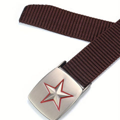 Men's Auto Buckle Tape Belt Release Canvas Casual Belt