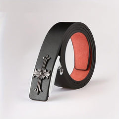 Men's Smooth Buckle Leather Belt Business Casual Frosted Belt