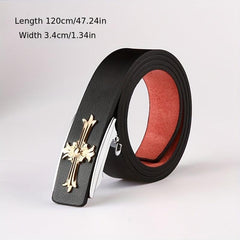 Men's Smooth Buckle Leather Belt Business Casual Frosted Belt