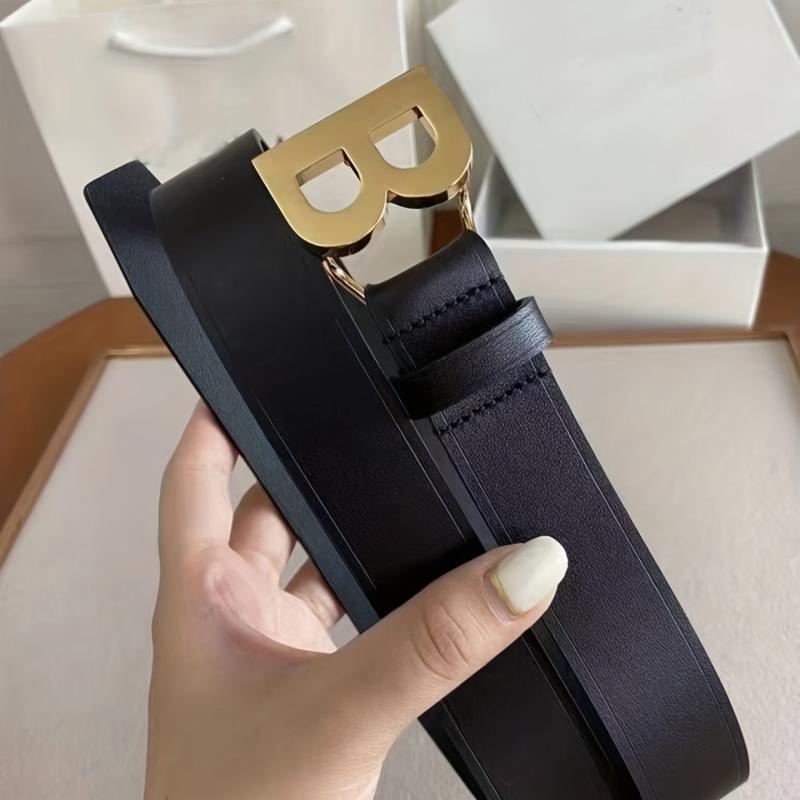 Buckle Belt Men Women Letter Pattern Jeans Pants