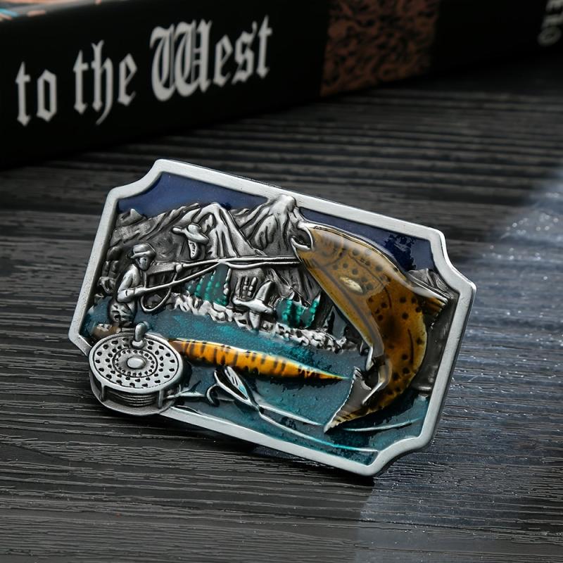 Casual Fishing Pattern Belt Buckle for Men