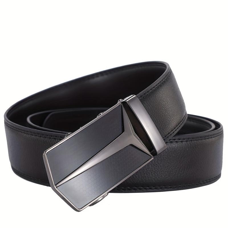 Men's Business Leather Belt with Automatic Buckle