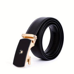 Men's Leather Business Belt Spider Pattern Automatic Buckle Belt