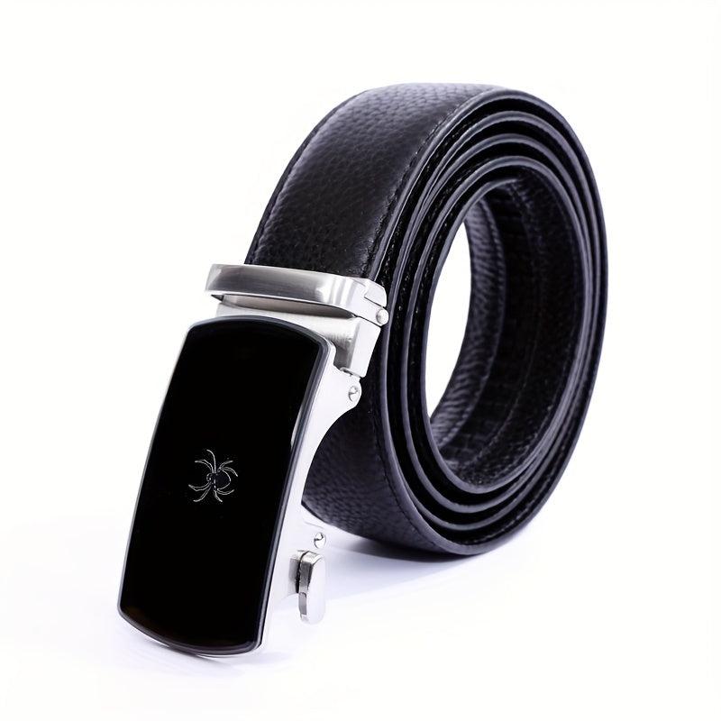 Men's Leather Business Belt Spider Pattern Automatic Buckle Belt