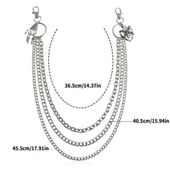 Skull Hand Heart Lock Decorative Pant Chain Waist Chains Hip Hop Rock Punk