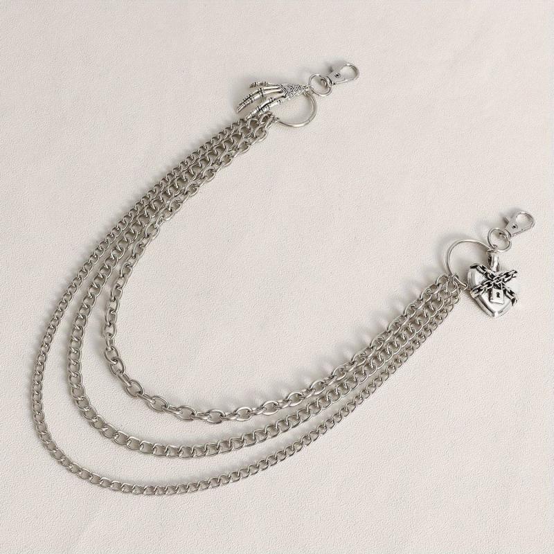 Skull Hand Heart Lock Decorative Pant Chain Waist Chains Hip Hop Rock Punk