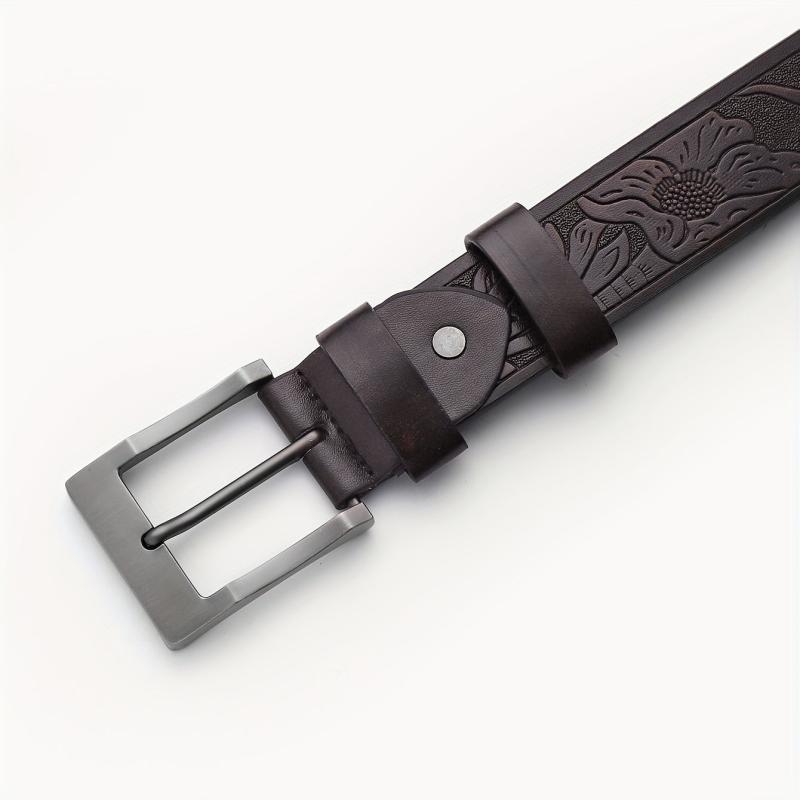 Embossed Leather Belt Retro Casual Belt Men