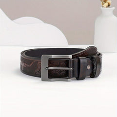 Embossed Leather Belt Retro Casual Belt Men