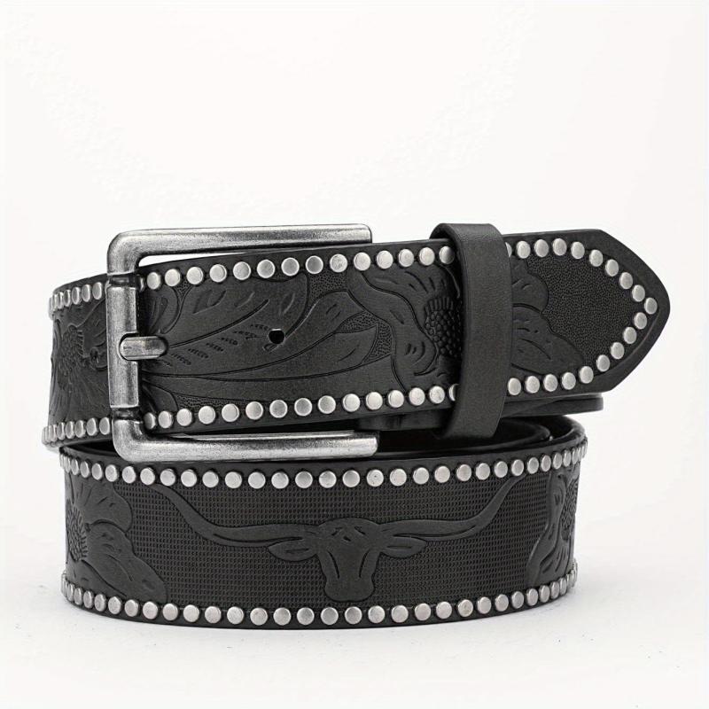 Alloy Buckle PU Striped Belt for Men