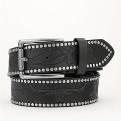 Alloy Buckle PU Striped Belt for Men
