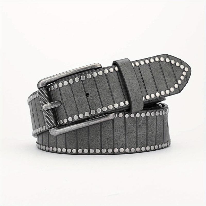 Alloy Pin Buckle PU Striped Belt for Men