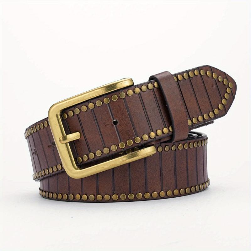 Alloy Pin Buckle PU Striped Belt for Men