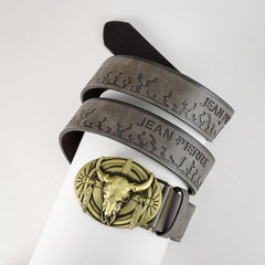 Men's Retro Bull Head Buckle Belt for Outdoor Party