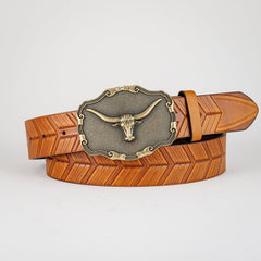 Men's Bull Head Buckle Belt for Outdoor Daily Party