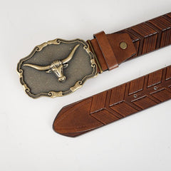 Men's Bull Head Buckle Belt for Outdoor Daily Party