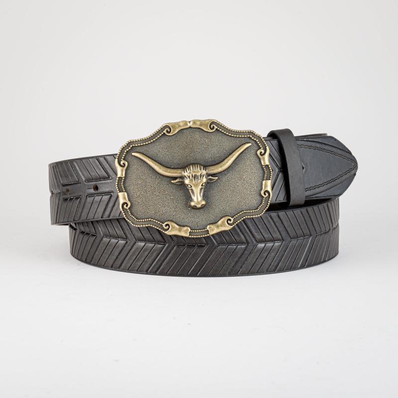 Men's Bull Head Buckle Belt for Outdoor Daily Party