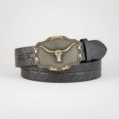 Men's Bull Head Buckle Belt for Outdoor Daily Party