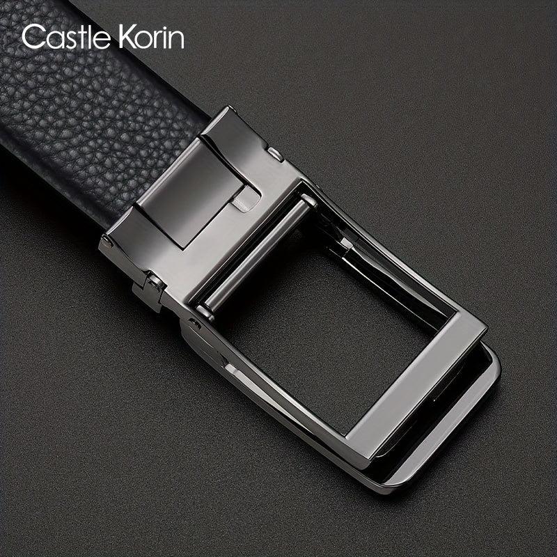 Men's Leather Casual Belt w/Automatic Buckle - Gift for Him