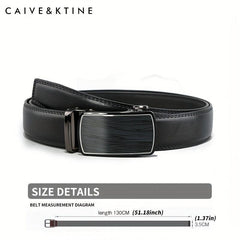 Caivektine Men's Cowhide Belt Business Casual Leather Belt Automatic Buckle