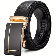 Men's Leather Belt Automatic Buckle Business Waist Strap