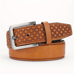 Alloy Pin Buckle PU Striped Belt for Men
