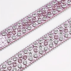 Pink Alloy Inlaid Diamond Leather Belt Pin Buckle