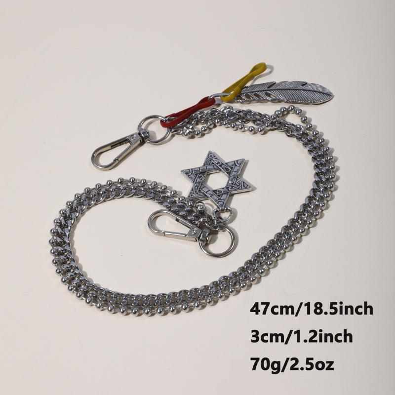 Men's Six Pointed Star Leaf Pants Chain