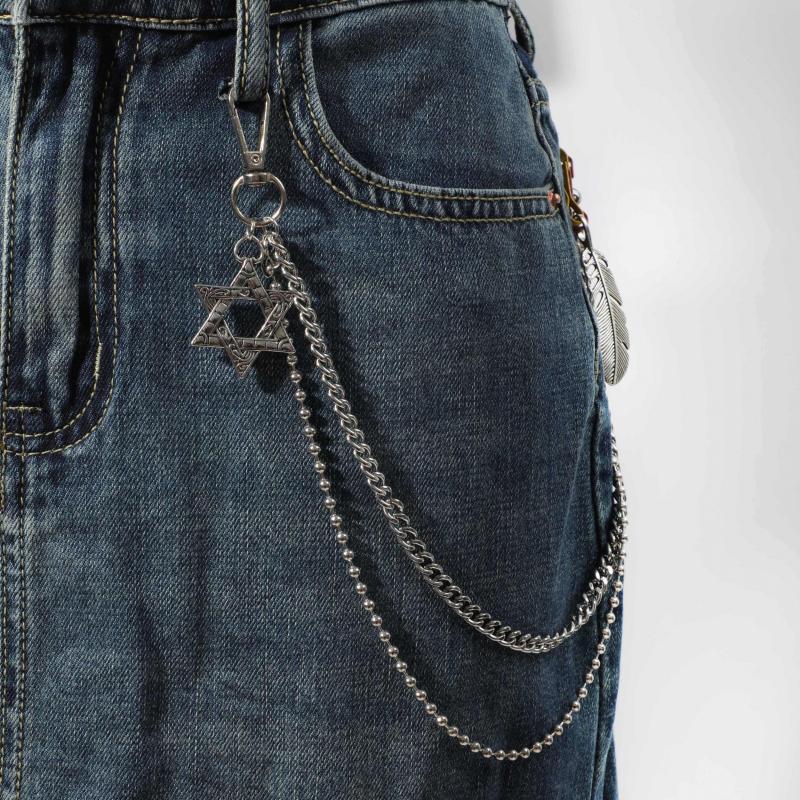 Men's Six Pointed Star Leaf Pants Chain