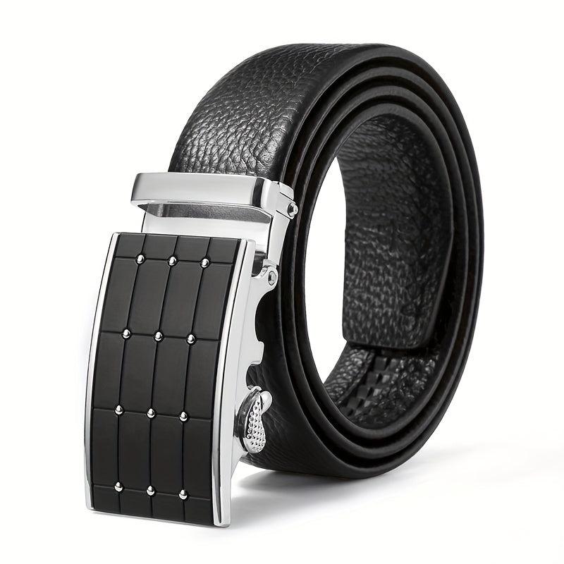 Men's Automatic Buckle Belt Leather Business Casual Pants