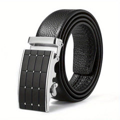 Men's Automatic Buckle Belt Leather Business Casual Pants